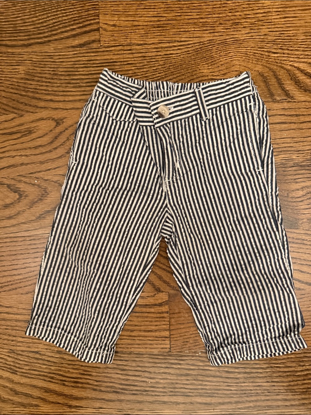 Janie and Jack Navy & White Striped Seersucker pants